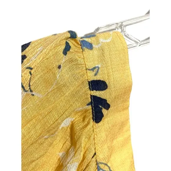 Zac & Rachel Yellow Blouse Top L Prairie Cottagecore Floral Peasant Boho Flowy - Picture 2 of 10
